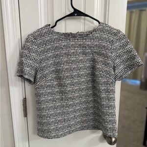 Express Black and White Textured Blouse